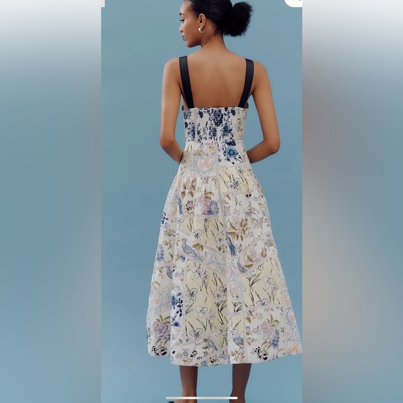 Anthropologie Maeve Cotton Sleeveless Square Neck Tile Printed Midi Maxi Dress - Picture 4 of 7